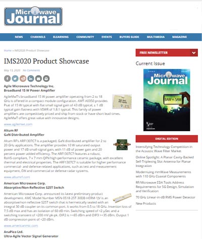 Microwave Journal - IMS2020 Product Showcase