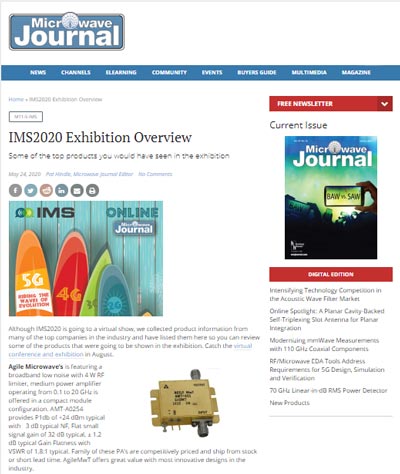 Microwave Journal - IMS2020 Exhibition Overview